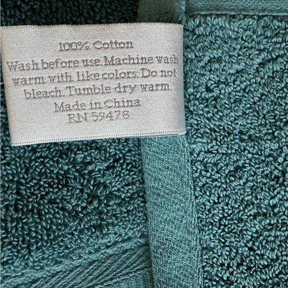 Hotel Collection Teal Cotton Bath Towels Set of 2 NEW WITH TAGS - Picture 6 of 6